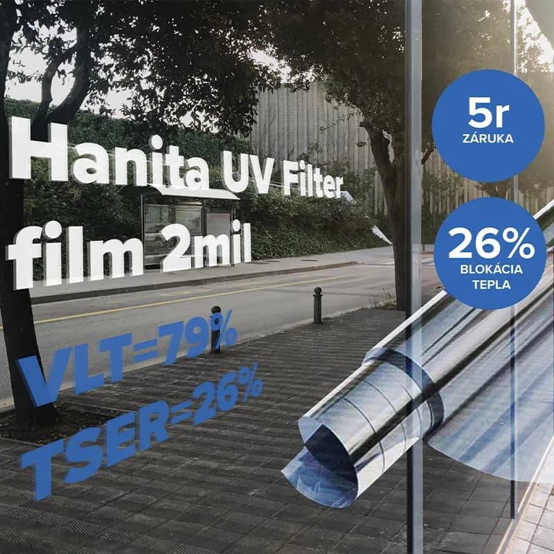 Fólie na sklo Hanita UV Filter 2 Mil Interiér